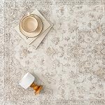 PureCozy Beige Area Rug 8x10 Washable Vintage Carpet for Living Room Bedroom Large Soft Retro Low Pile Thin Indoor Rug Non Slip Oriental Medallion Tapis Salon for Dining Room Office