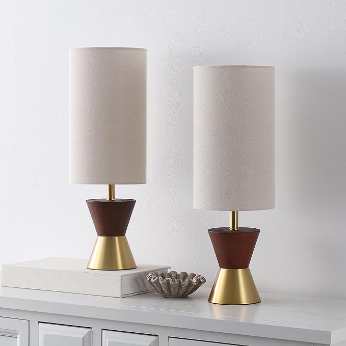 Lámpara de Mesa SAFAVIEH Trea Brass & Dark Walnut 20 pulgadas - Juego de 2 miniatura 4