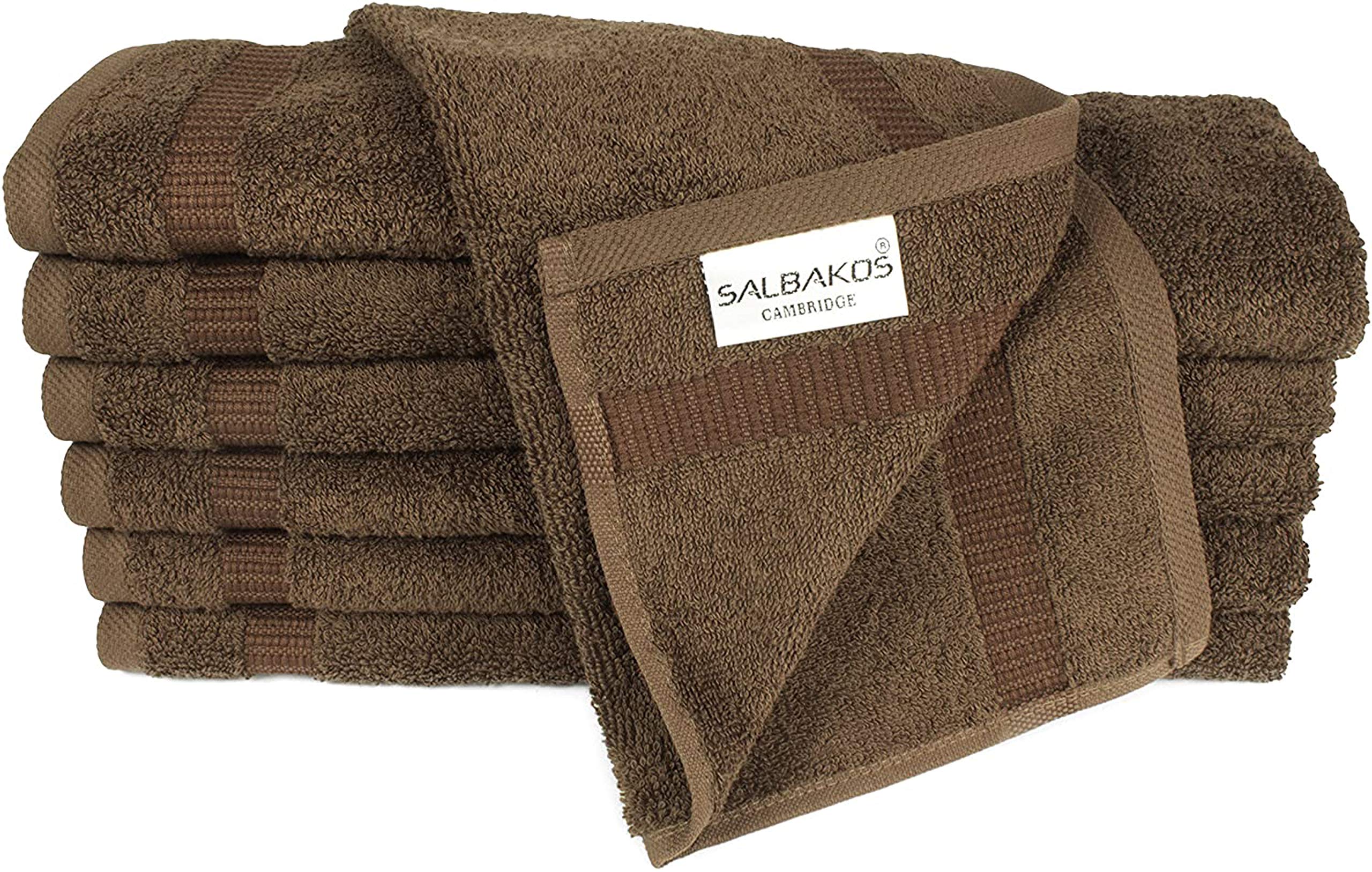 SALBAKOS 100% Turkish Cotton Washcloth Set of 12 13x13 inch | Heirloom Quality | Hotel & Spa Collection | Ultra Soft, Super Absorbent, Washcloth