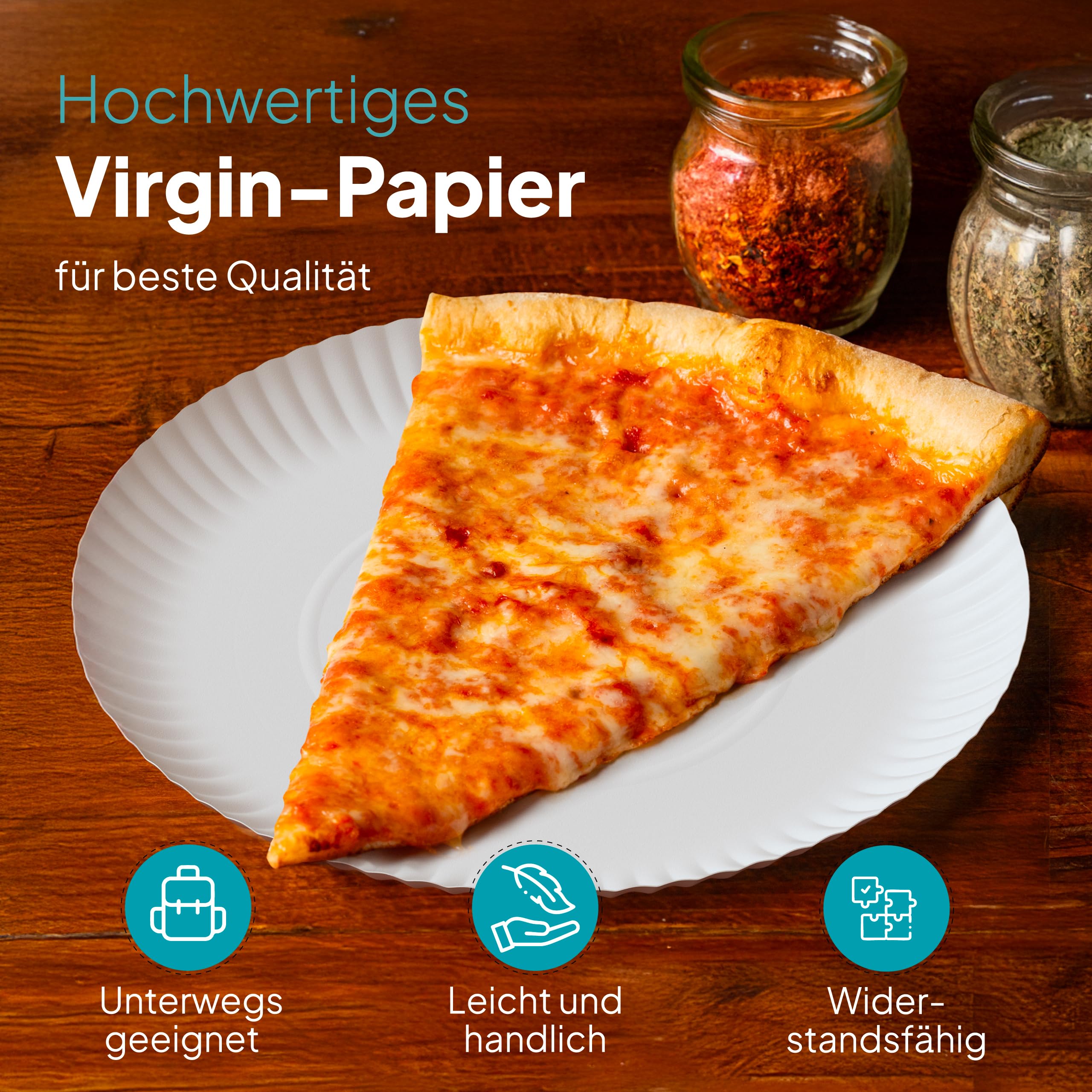 Commerline 200 Stück Rund Pappteller Ø30 cm | Hochwertige Einwegteller für Kuchen, Partys & Snacks | Einweggeschirr & Einmalgeschirr | Pappteller für Essen, Geburtstage & Catering