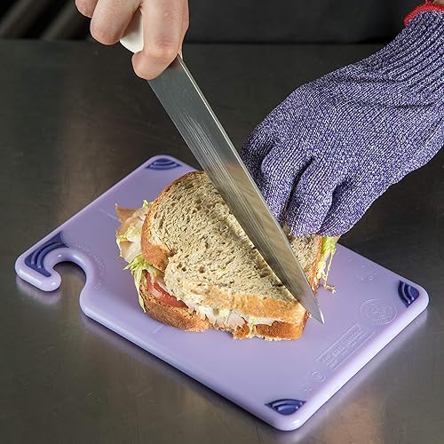 Miniatura 6 de San Jamar Saf-T-Grip Tabla de cortar de plástico con gancho de seguridad, 6 x 9 x 0.375 pulgadas, morado