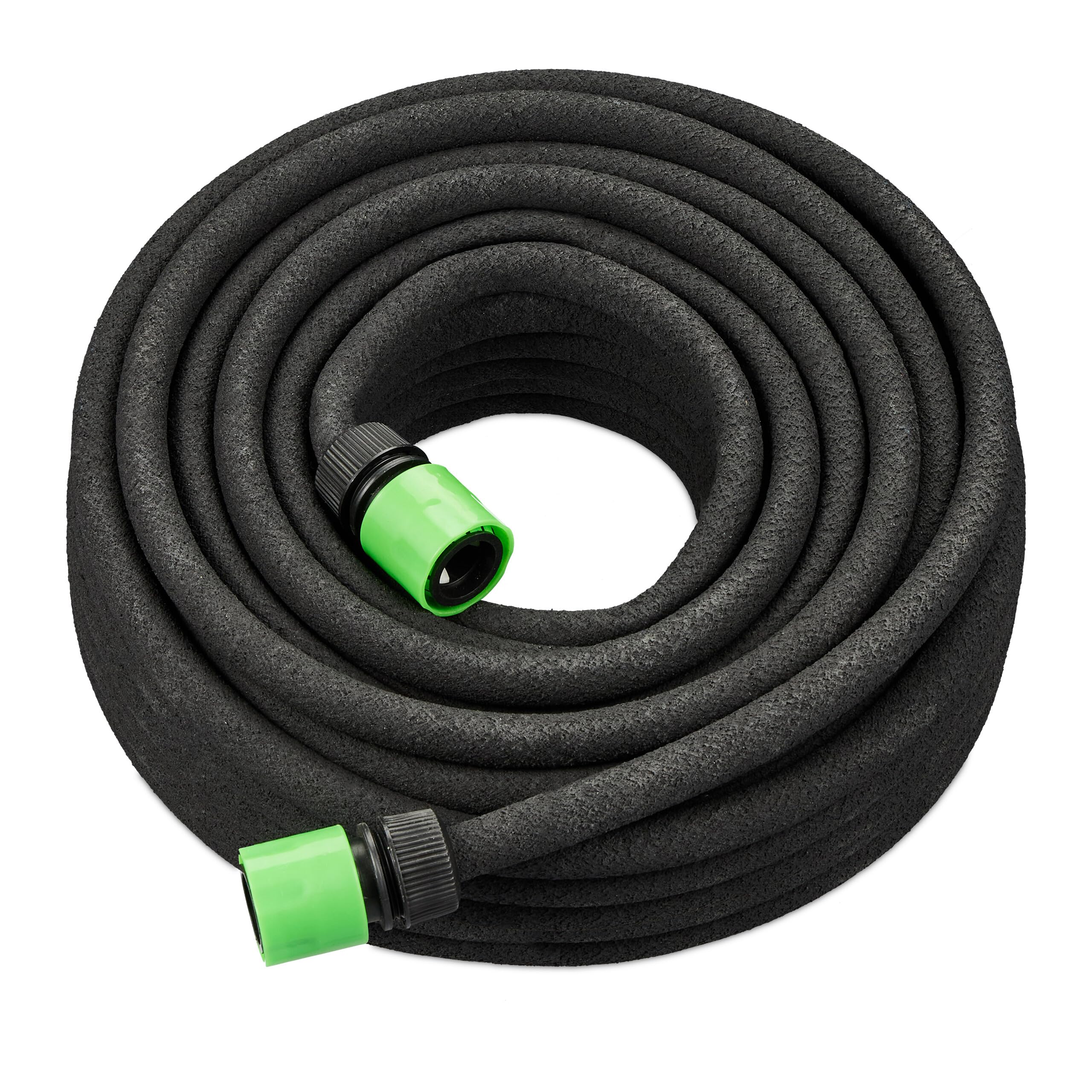 Relaxdays Drip Irrigation Hose, 25 m, Porous Tubing for Watering Flowerbeds and Hedges, Garden Soaker Hosepipe, Black, Plastic, Brass, Rubber