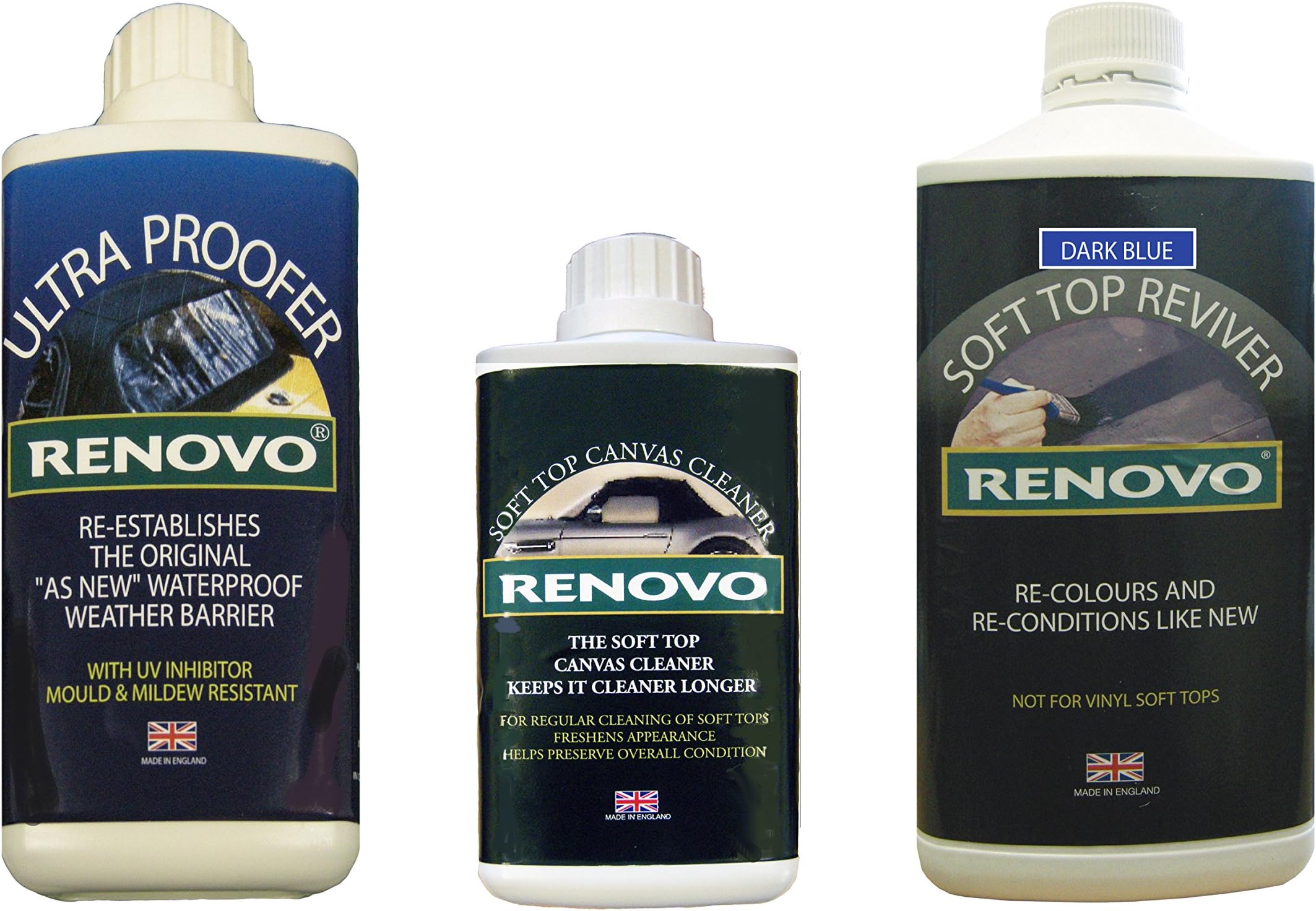 REN-KIT3 Triple Cleaning Kit includes Soft Top Reviver/Soft Top Ultra Proofer/Soft Top Canvas Cleaner, Blue