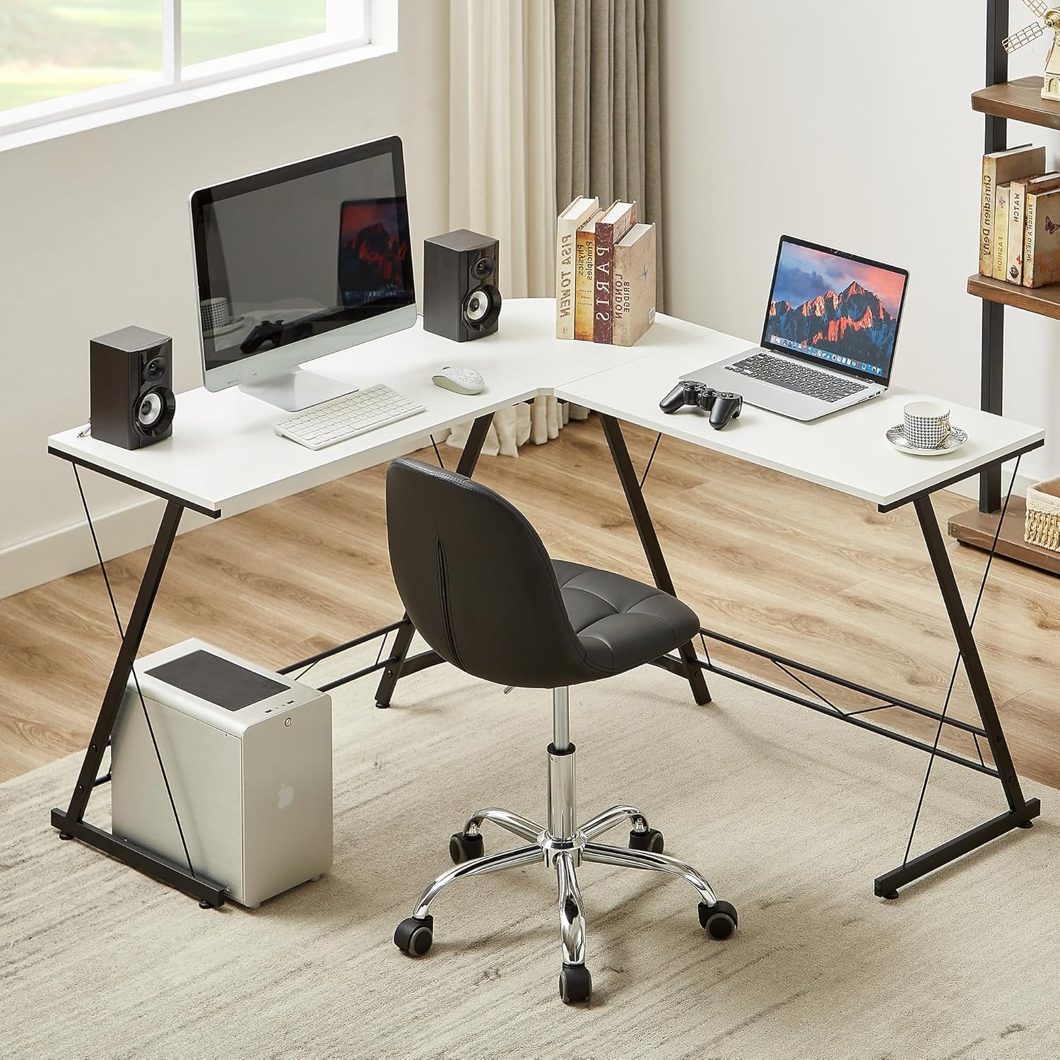 VECELO Height Adjustable Business Task Chair - Comfortable Padded Faux Leather Office Chair, Premium Craftsmanship, Rolling Swivel Desk Chair for Home Office Conference Room-Black