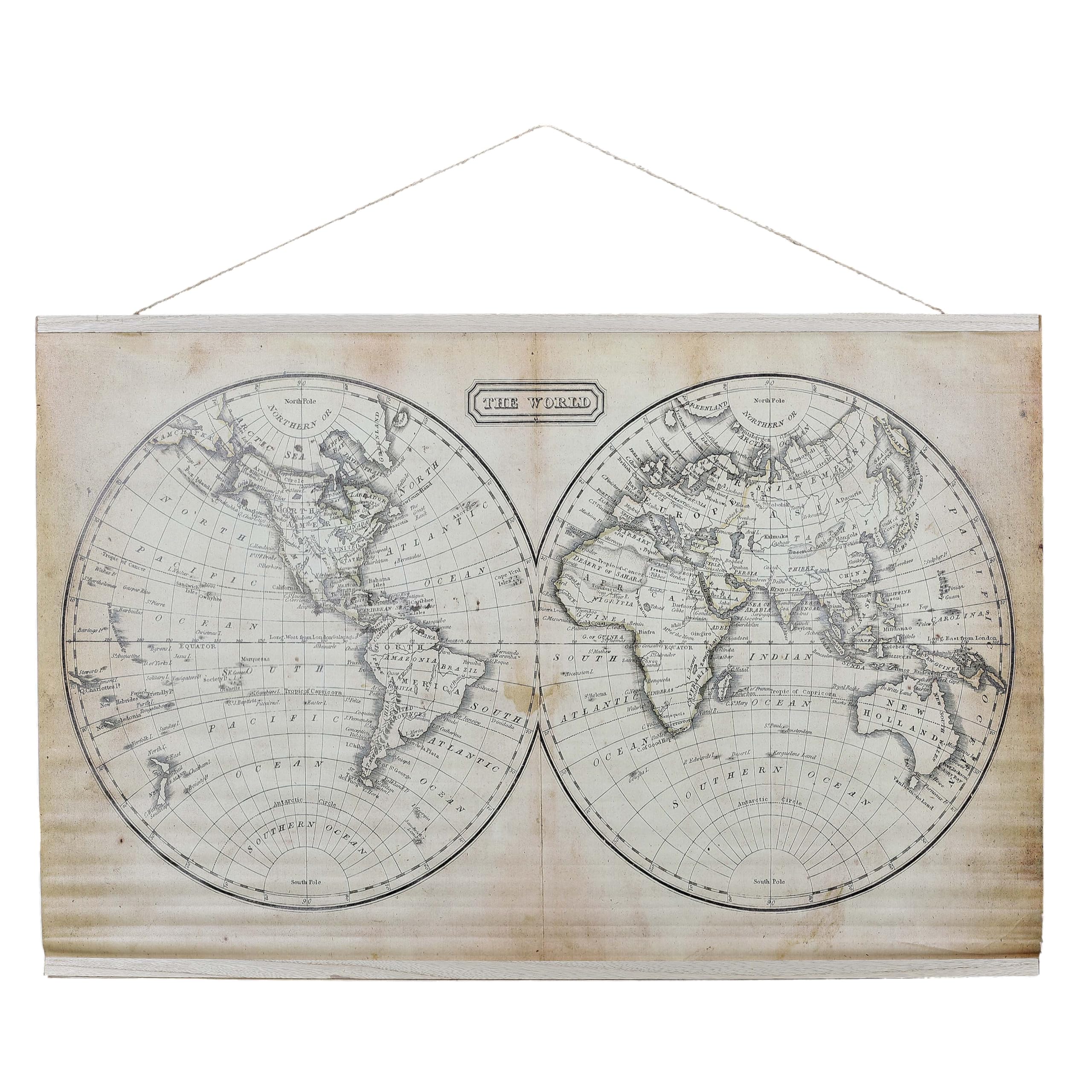 Mappemonde murale en textile HOME DECO FACTORY ocre et noir 110x94 cm