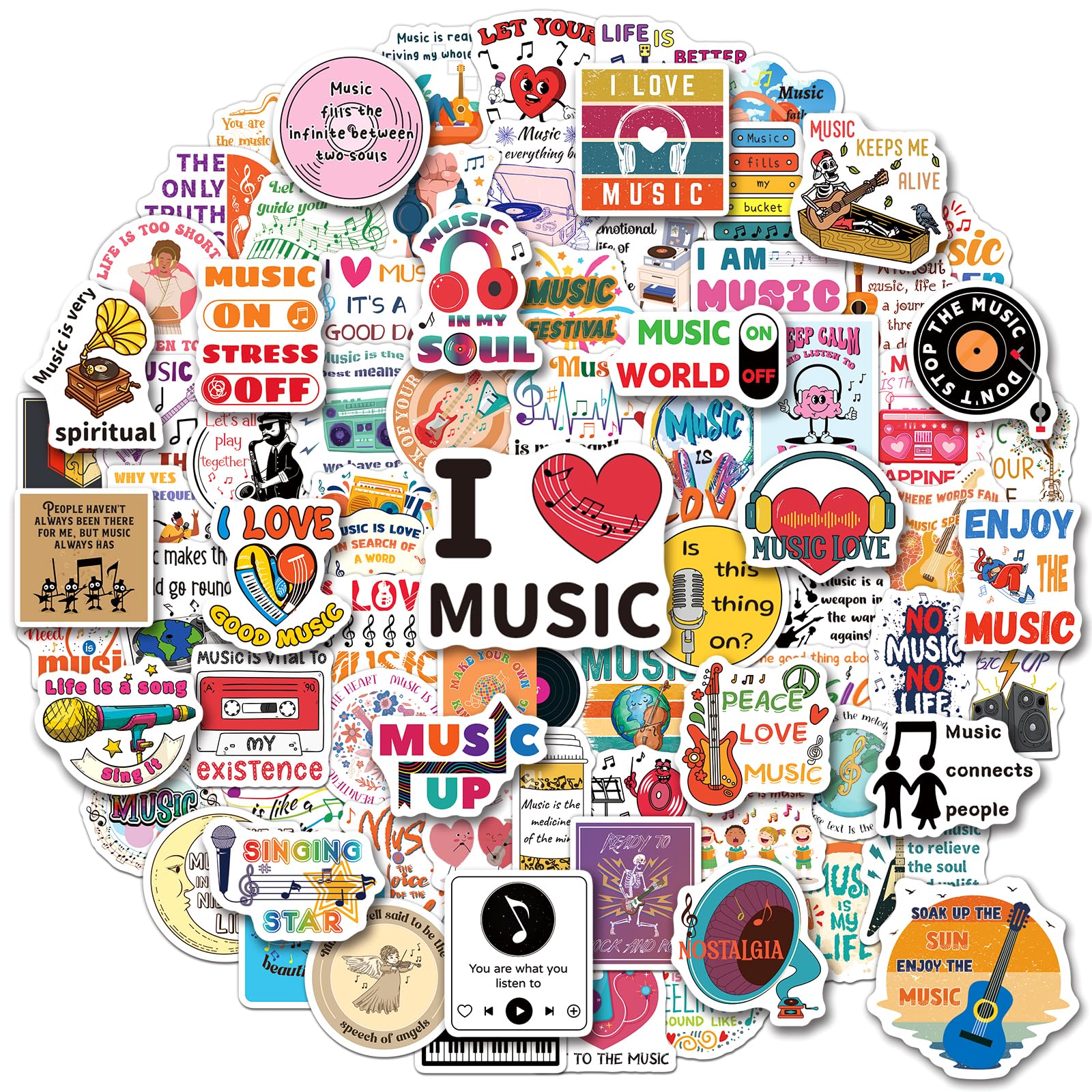 200 pegatinas musicales impermeables y resistentes para fundas de guitarra
