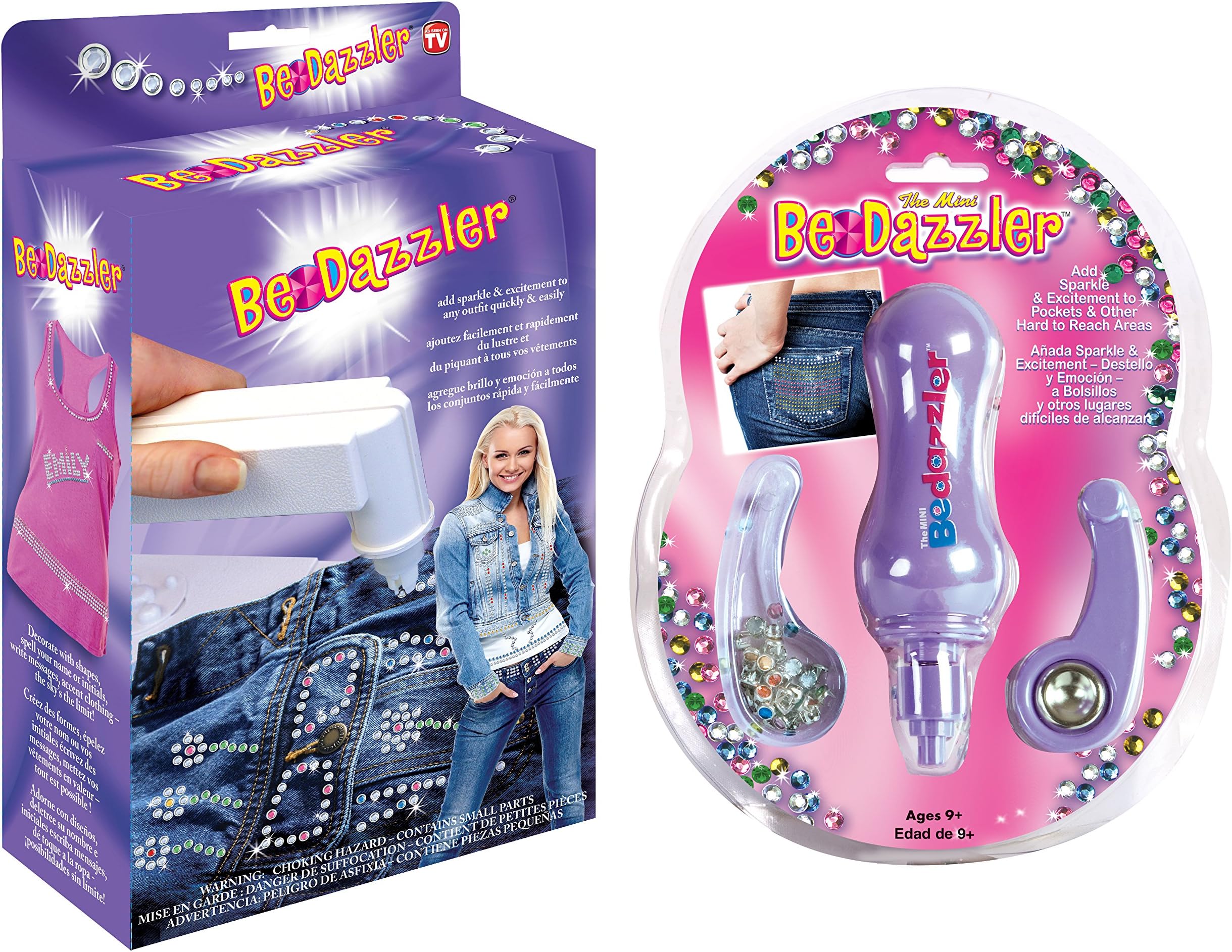 Original BeDazzler Embellishment Tool and Mini BeDazzler Bundle with 250 Pieces of Rhinestones and Studs (As Seen on TV)