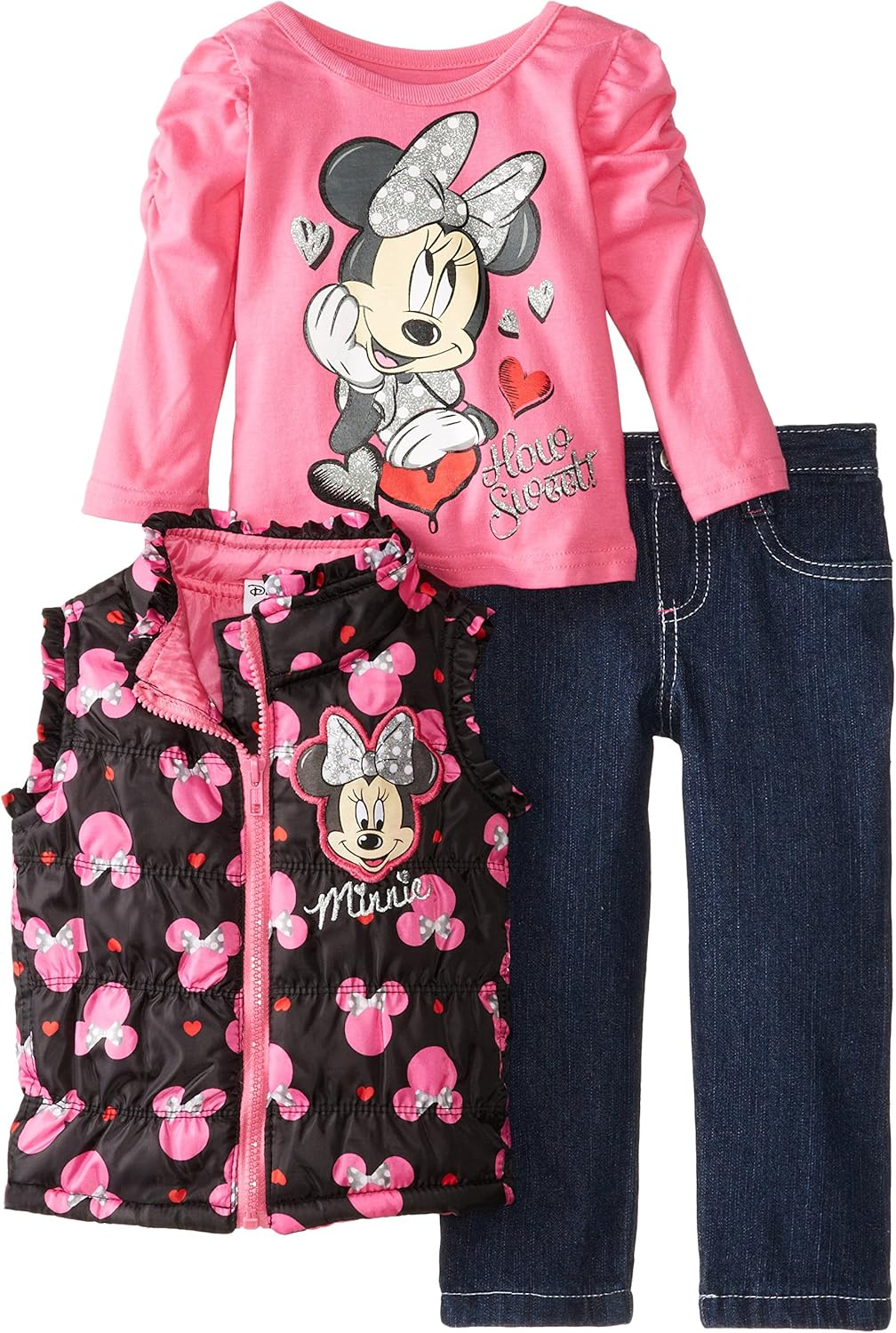 Disney Baby-Girls Infant Minnie Mouse 3 Piece Nylon Vest Set