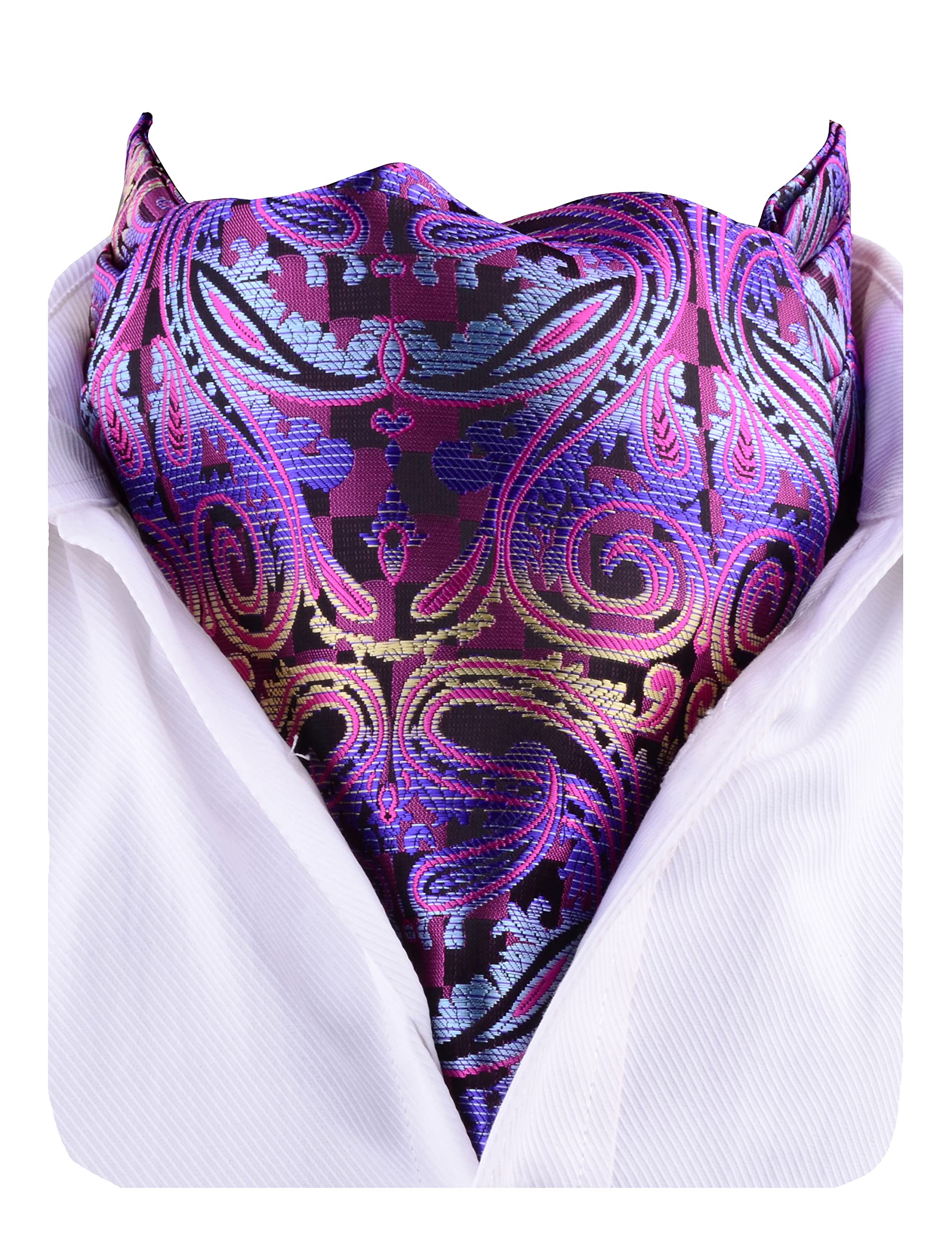 Gusleson Men's 14 Cravat Silk Tie Paisley Jacquard Woven Floral Ascot Ties For (Uk0602-)