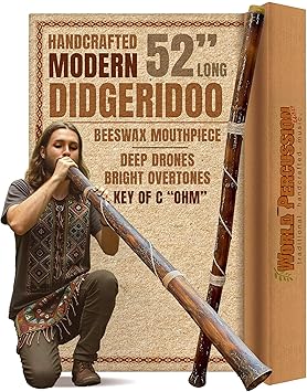 Hand-Crafted Modern Didgeridoo Instrument Beeswax Mouthpiece, Durable and Lightweight, Ideal for Beginners Key of C Ohm, Includes Free Mouthpiece and Playing Instructions