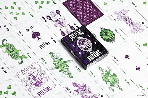 Miniatura 5 de Bicycle - Naipes de villanos de Disney - Incluye 12 villanos de Disney, entre ellos Scar, Maléfica, Úrsula y más - Naipes verdes o morados (los
