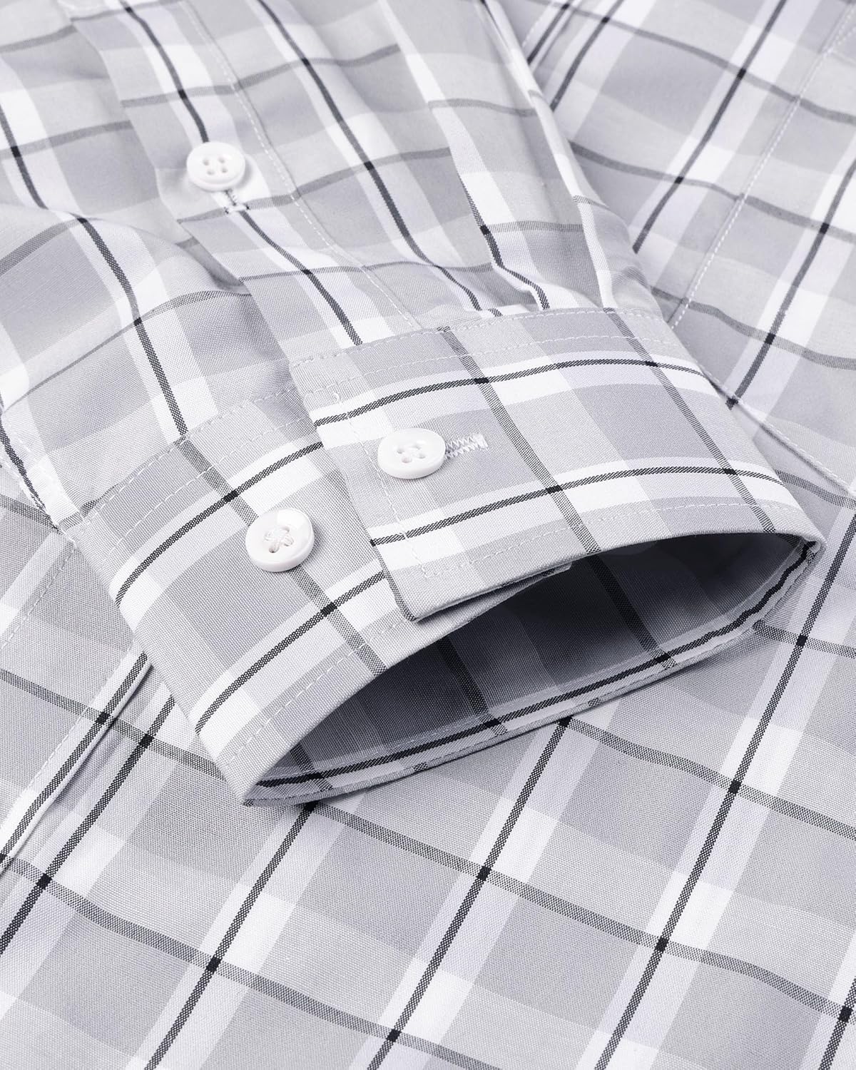 Alimens & Gentle Men's Plaid Button Down Shirts Cotton Long Sleeve Dress Shirts Regular Fit Gingham Shirts - Image 4