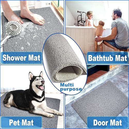 Miniatura 6 de Tapetes de ducha antideslizantes para personas mayores, 24 x 47 pulgadas, extra Lager Loofah, tapetes de baño para ducha, tapete de baño