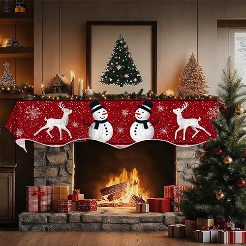 Miniatura 3 de Bufanda de chimenea de Navidad, cubierta decorativa para Navidad, invierno, mantel superior (alce de nieve, 70 pulgadas de largo x 17 pulgadas de