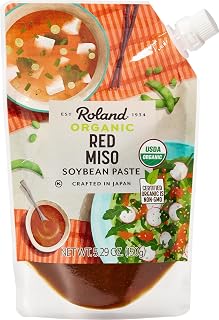 Roland Foods Organic Red Miso Paste - Authentic Japanese Umami, Aged Flavor for Soups & Marinades, 5.29oz Pouch
