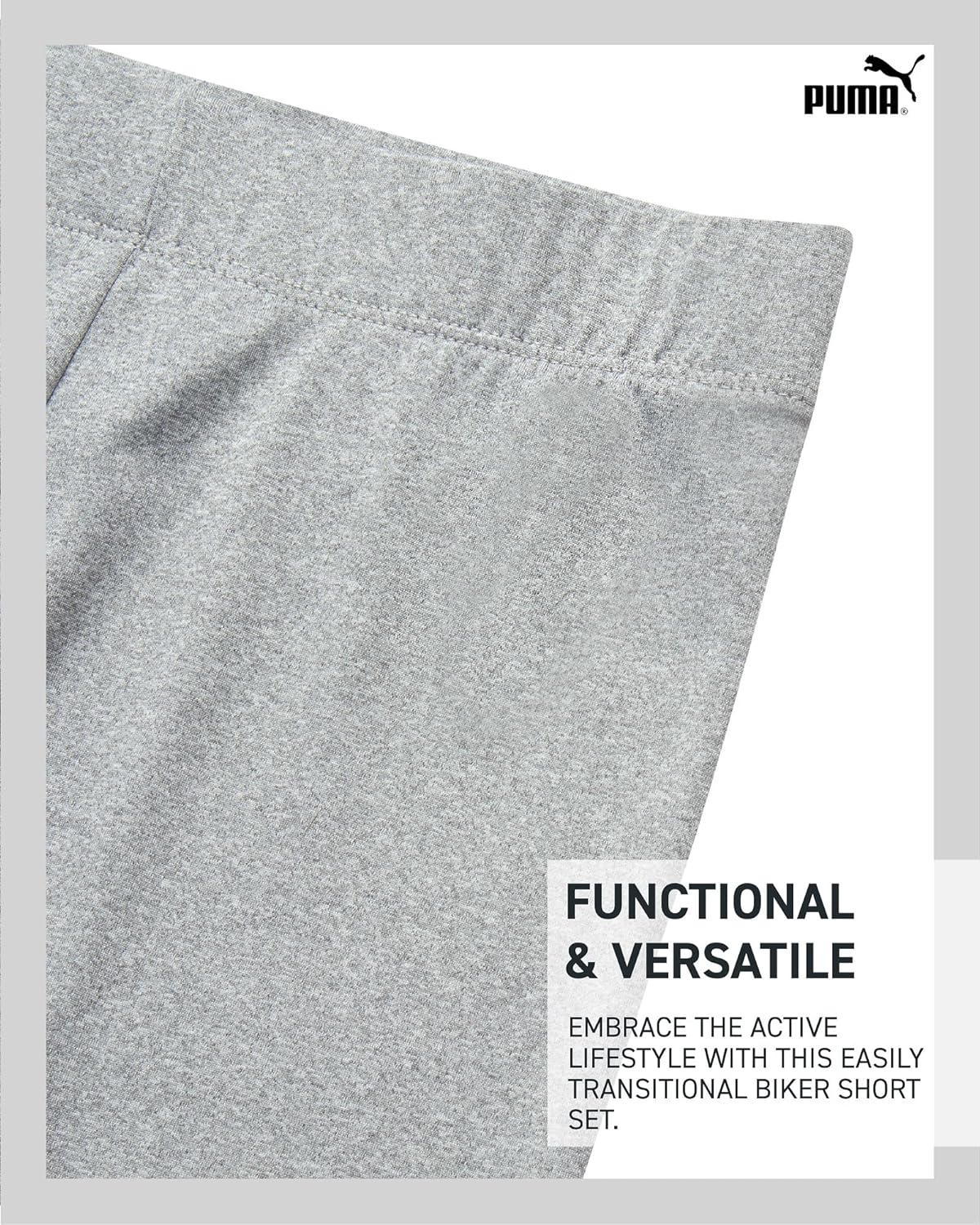 PUMA Girls' Biker Short Set - 2 Piece Short Sleeve Crewneck Graphic Tee Shirt and Bike Shorts for Girls (Sizes: 7-14) - Image 5