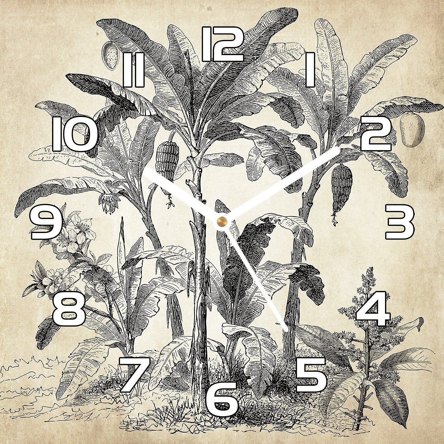 Horloge en verre de sécurité 30x30 cm avec aiguilles blanches Vintage Palmsbeige