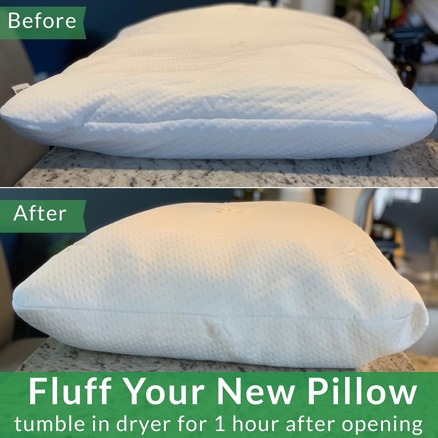 Premium Shredded Memory Foam Pillow Foam and Support - Includes Washable Cover and Carrying Case - Queen