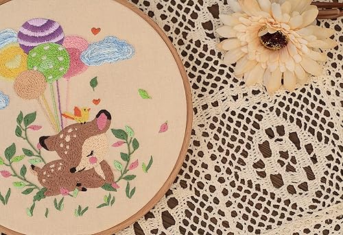 Miniatura 5 de Ebherys Kit de bordado a mano de nivel 3 para adultos, no punto de cruz, 4 juegos por paquete, aguja, enhebrador de aguja, aros de madera, cuentas,