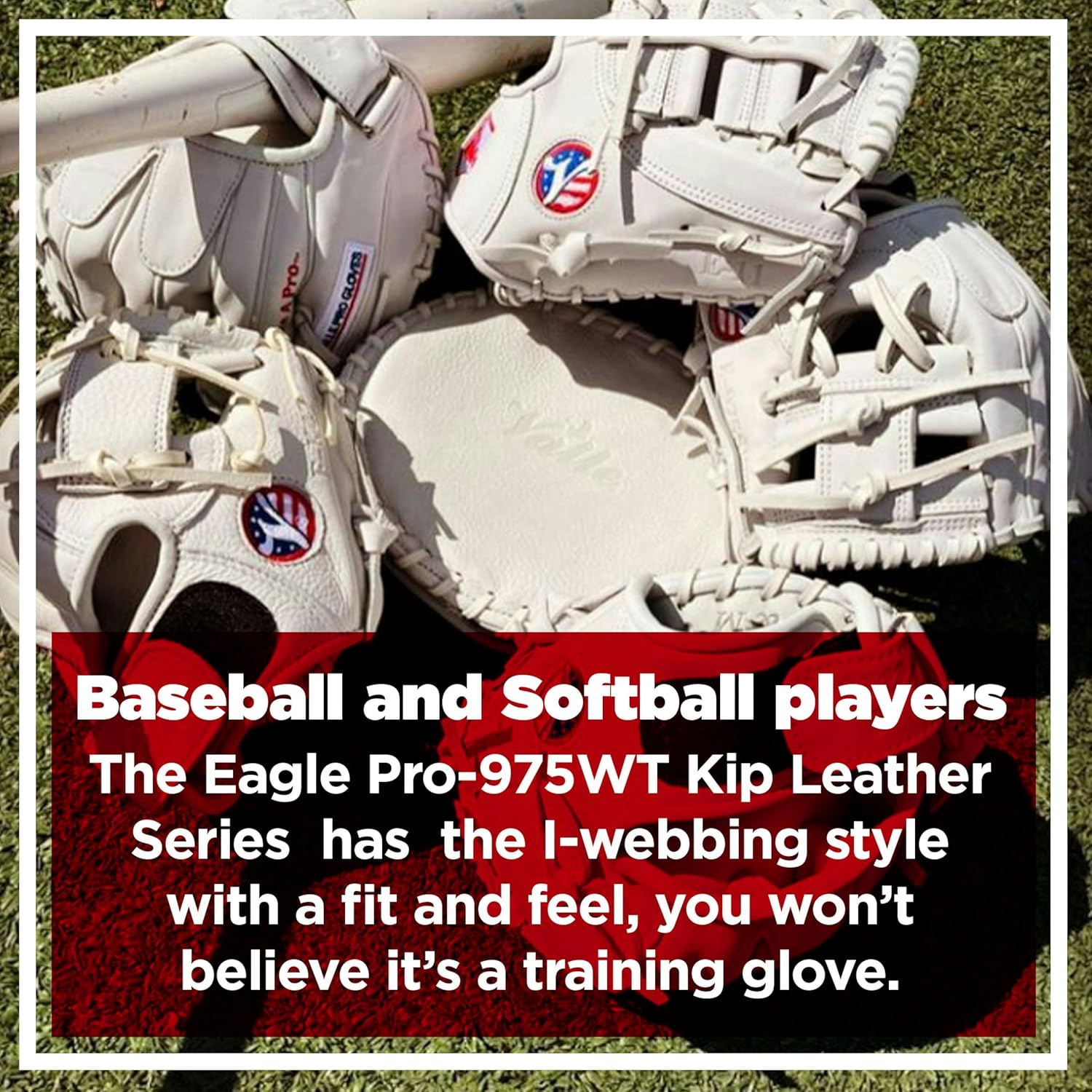 Valle Pro 975WT Kip Leather Weighted Infield Baseball and Softball Training Glove I Web - Sure Catch, Fielding Practice & Training Equipment, Right Hand Throw - White, 9.75"