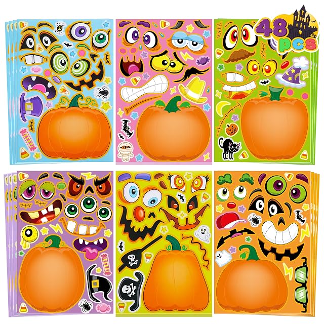 JOYIN 42 Hojas de Pegatinas para Hacer Caras de Calabaza de Halloween, CREA Tus Propios Personajes