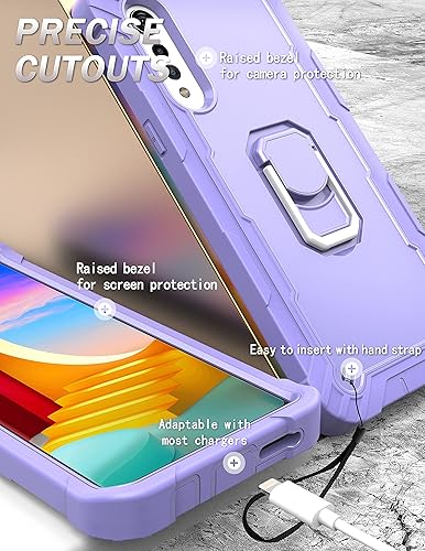 Miniatura 6 de Asuwish Funda para teléfono LG Velvet 5GLGVelvet Verizon G5 UW T-Mobile 2020 con soporte de anillo a prueba de golpes, cuerpo completo, accesorios