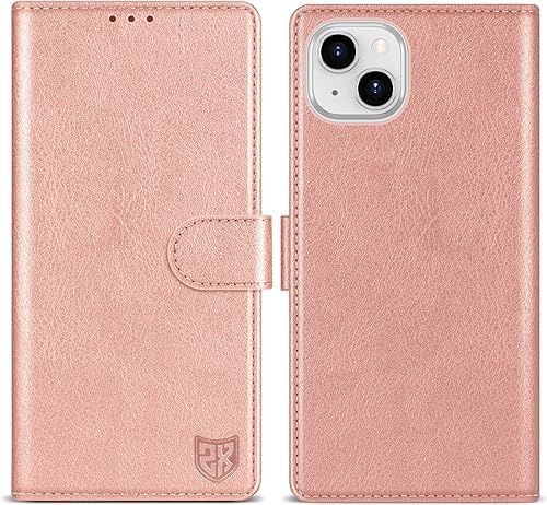 ZZXX Funda tipo cartera para iPhone 14 Plus con bloqueo RFID, ranura para tarjetas, función atril, cierre magnético, funda protectora de cuero para