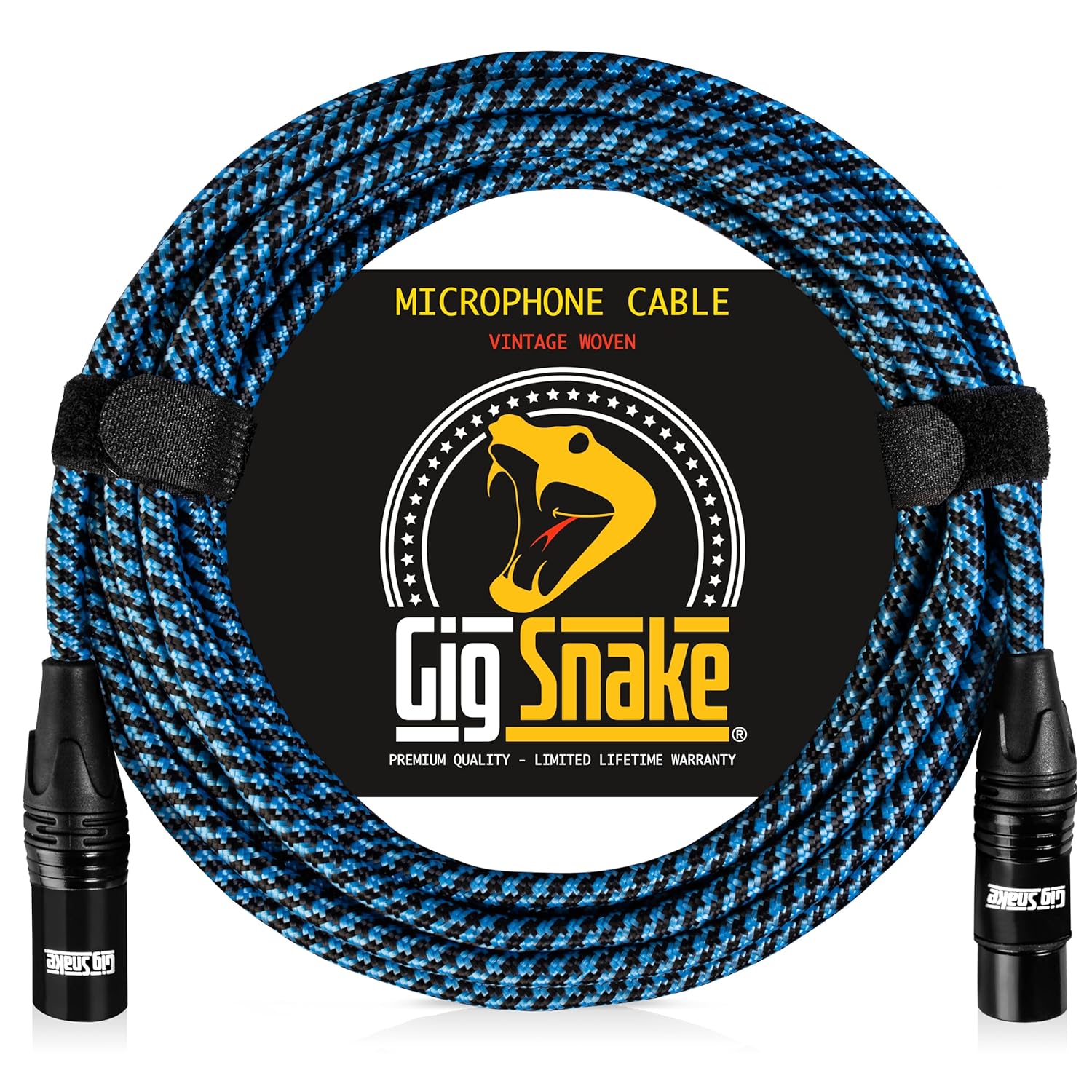 Microphone Cable 15 ft – Blue XLR Male to Female Mic Cable – Professional Studio Quality Microphone Cord and XLR Patch Lead – Reliable Dynamic Low Noise Braided Microphone Wire