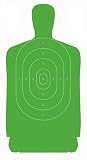 B-27 Center Shooting Targets – Silhouette Paper for Handgun Training & Qualification – High Visibility Green Bullseye – 24' x 45' – Range Practice Targets (Green, 50)