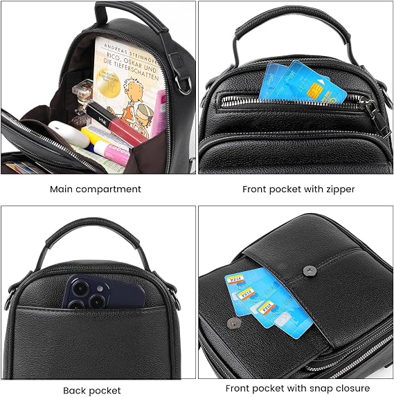 TANTOMI Mini Backpack for Women PU Leather Small Backpack Purse Daypack