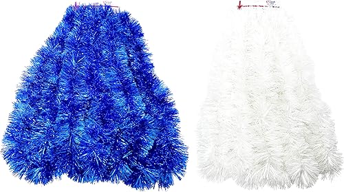 Miniatura 10 de Super Duper - Guirnalda gruesa de oropel para Navidad, cumpleaños, decoración de vacaciones, eventos especiales (1 hebra negra, 1 naranja, 50 pies