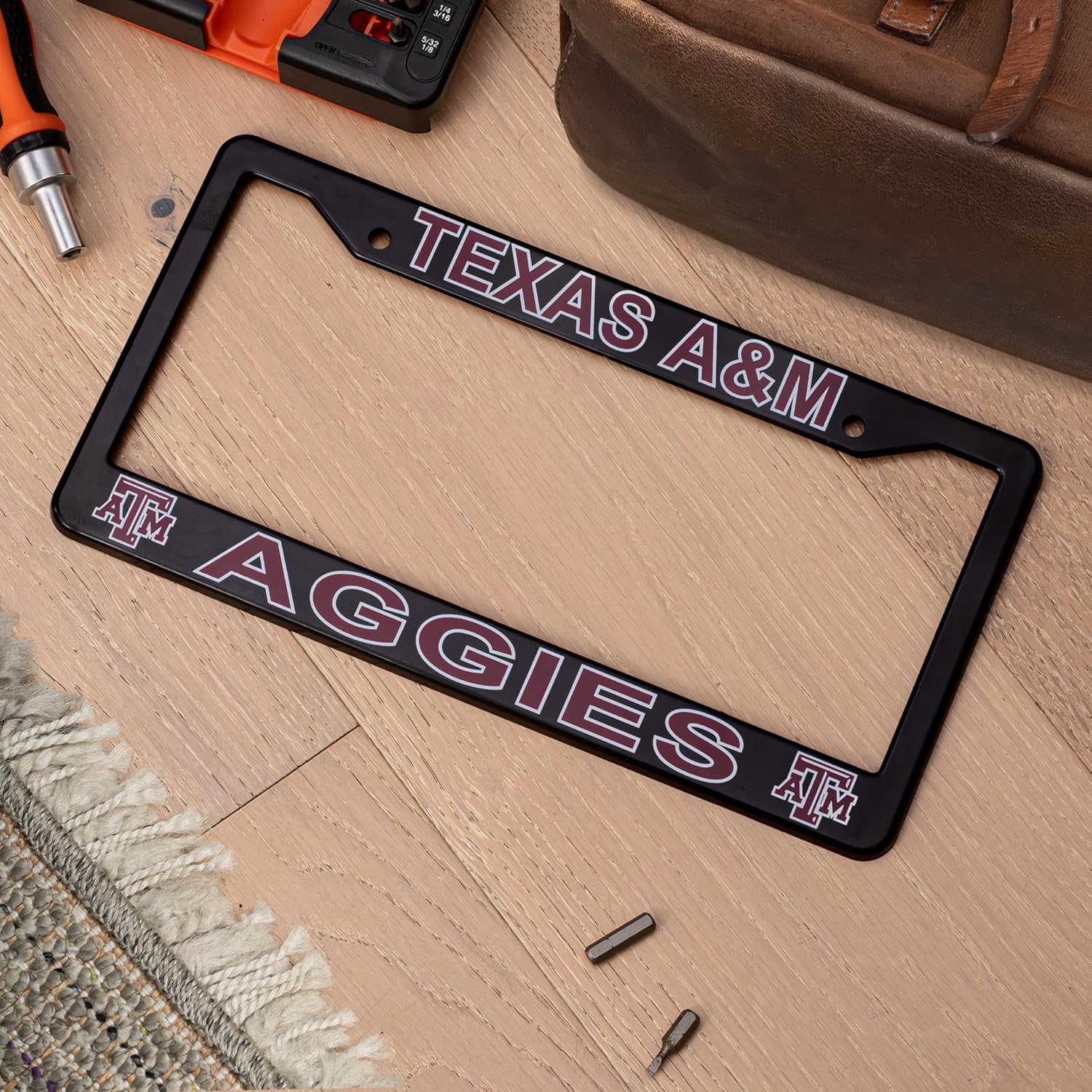 Texas A&M Aggies License Plate Frame Cover – Black – 12.25 x 6.25 - Ideal Gift for Sports Fans & Supporters – Slim Design