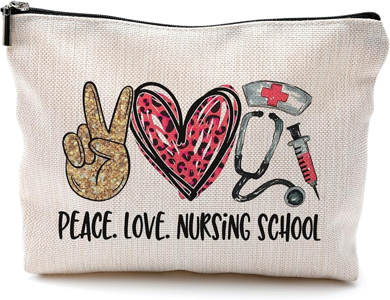 Necessaire de maquiagem QGFM com zíper, modelo E Style-nurse-white
