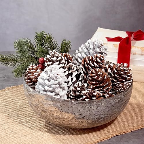 Miniatura 4 de ANDALUCA Florero decorativo de piña y rellenos de cuencos (pino escarchado)