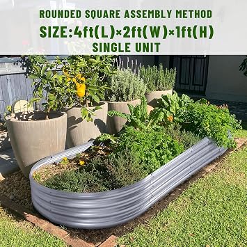 Land Guard Galvanized Raised Garden Bed Kit, Galvanized Planter Garden Boxes Outdoor, Oval Large Metal Raised Garden Beds for Vegetables............