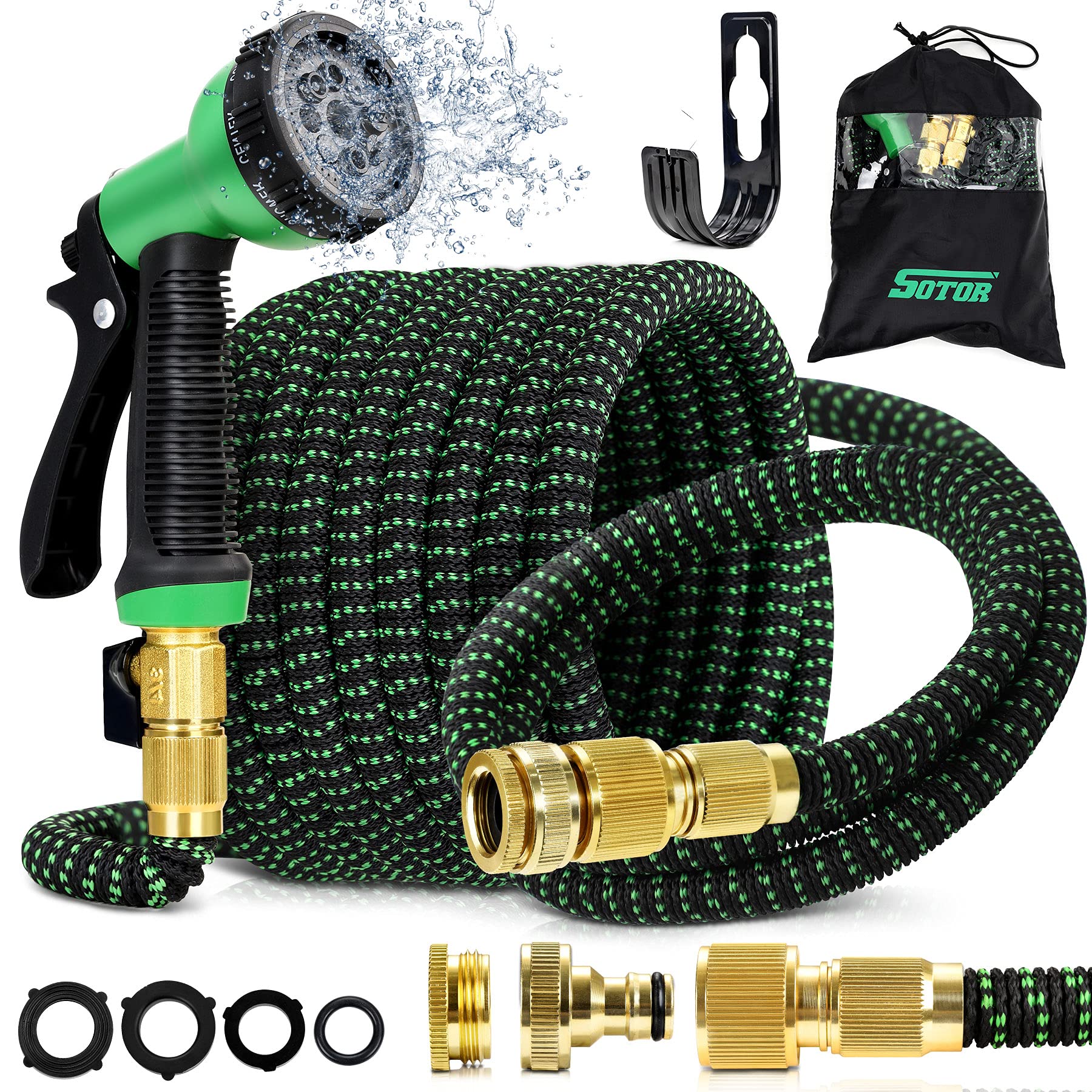 Buy Sotor Expandable Garden Hose 100FT8 Function Spray Nozzle and 3/4