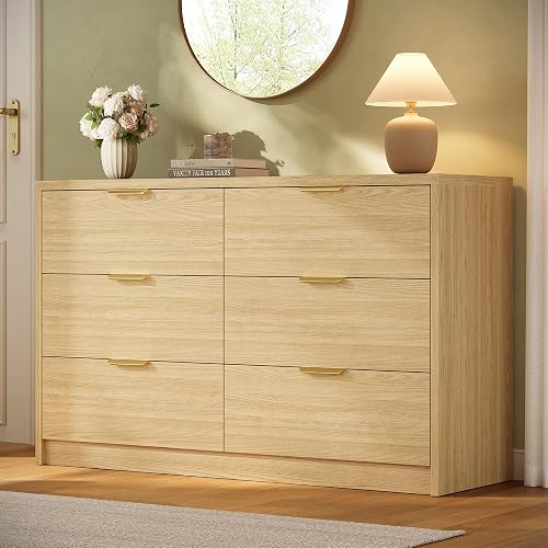 MapleGrace 53" Wide 6 Drawer Dresser for Bedroom, Modern Simple