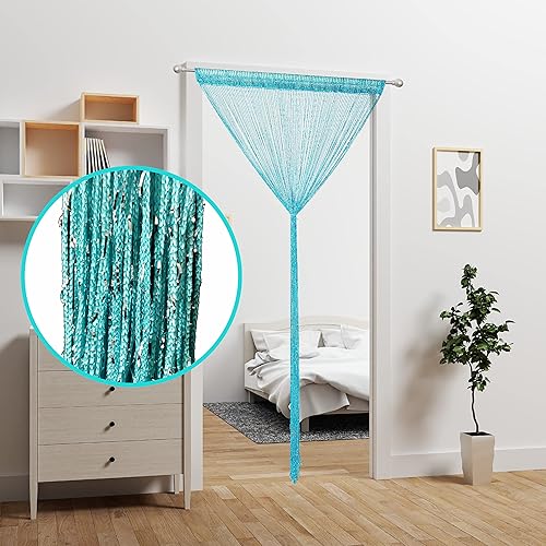 Miniatura 2 de Atsweetlife 2 piezas de cortina de hilos para puerta con cuentas, cortinas para umbral, divisor de habitación colgante, decoración con cuentas