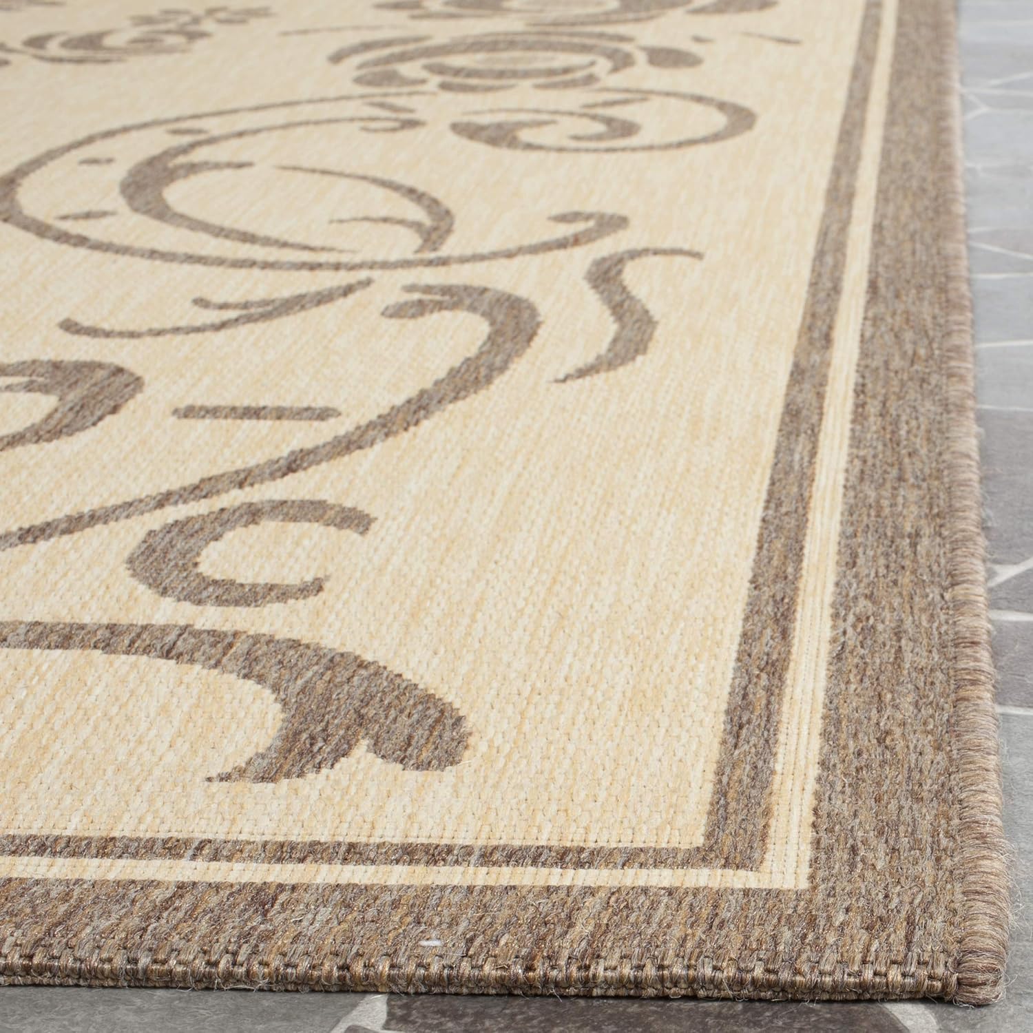 SAFAVIEH Washable Rug Outdoor Courtyard Collection - 2' x 3'7", Natural & Brown, Non-Shedding & Easy Cleaning, Ideal for Patio, Front Door, Entryway, Doormat (CY1893-3001)