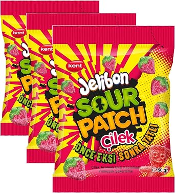 Jelibon Sour Patch  ilek Aromal  Yumu ak  ekerleme 80 gr 3 paketi