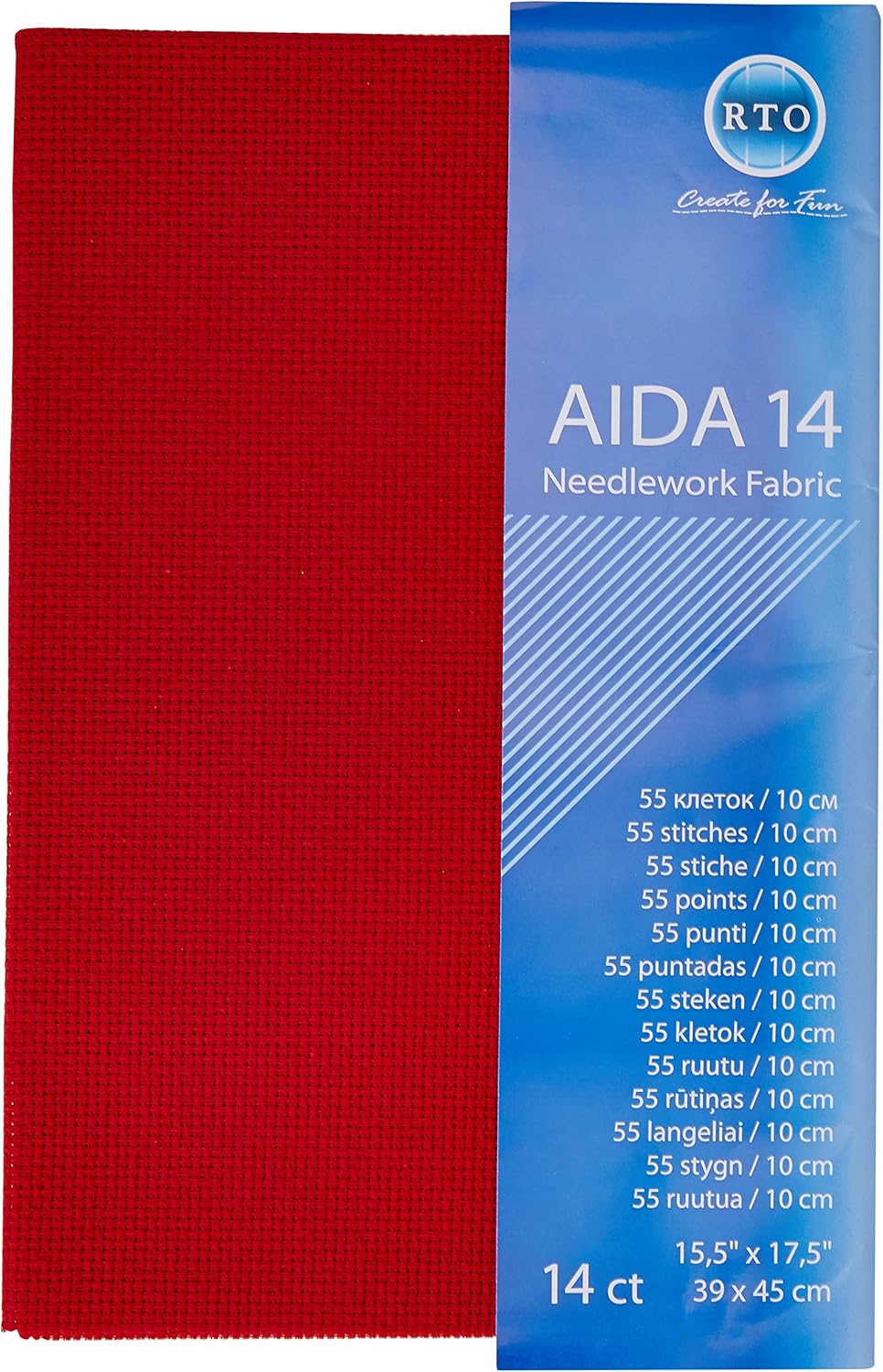RTO AIDA14-954 Red Aida 14Count 39X45cm Red