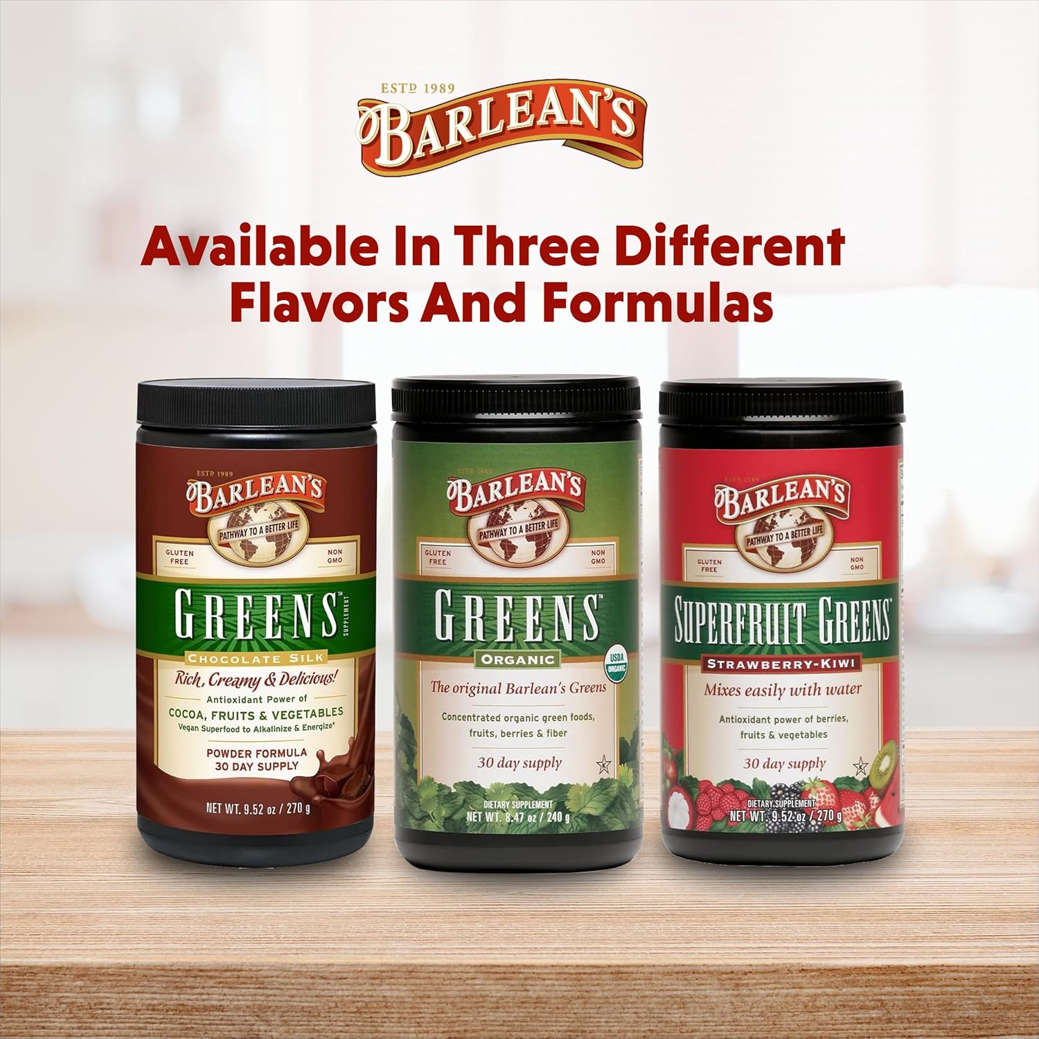 Barlean's Organic Greens Powder, Daily Fruit and Vegetable Superfood Supplement with Green Food Protein, Probiotic Blend and Fiber Drink Mix, 8.47 oz