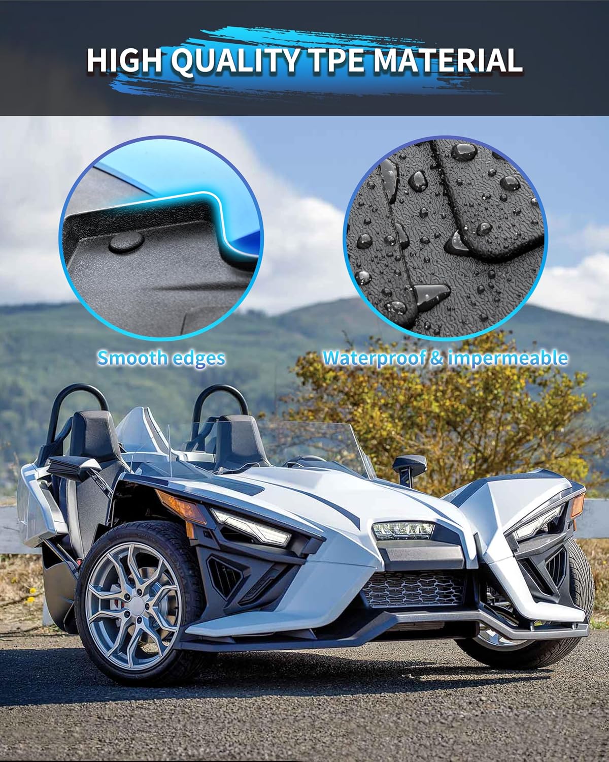 TPE Floor Mats for Slingshot, All Weather Protection Floor Liner Slush Mats for Polaris Slingshot LE R S SL SLR 2020-2022 Accessories, Replace #2889323