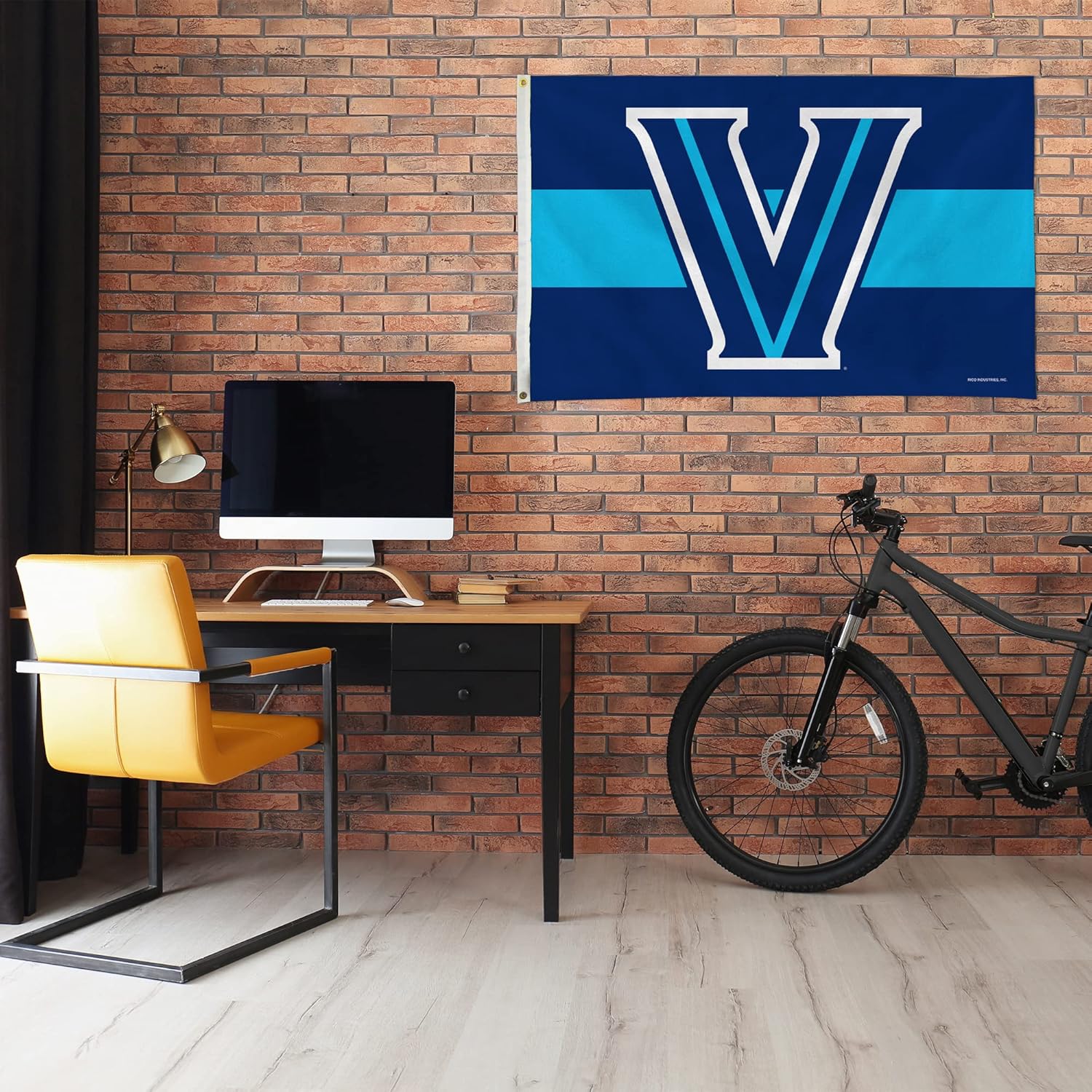 Rico Industries NCAA Villanova Wildcats Navy with Light Blue Stripe 3' x 5' Banner Flag Single Sided - Indoor or Outdoor - Home Décor
