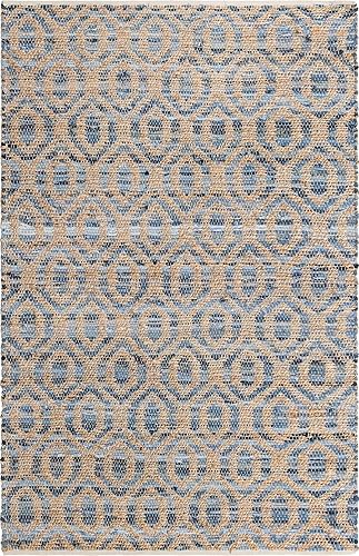 Miniatura 3 de Unique Loom Chindi Jute Collection - Alfombra rectangular (5 pies 1 pulgada x 8 pies, color azul marino)