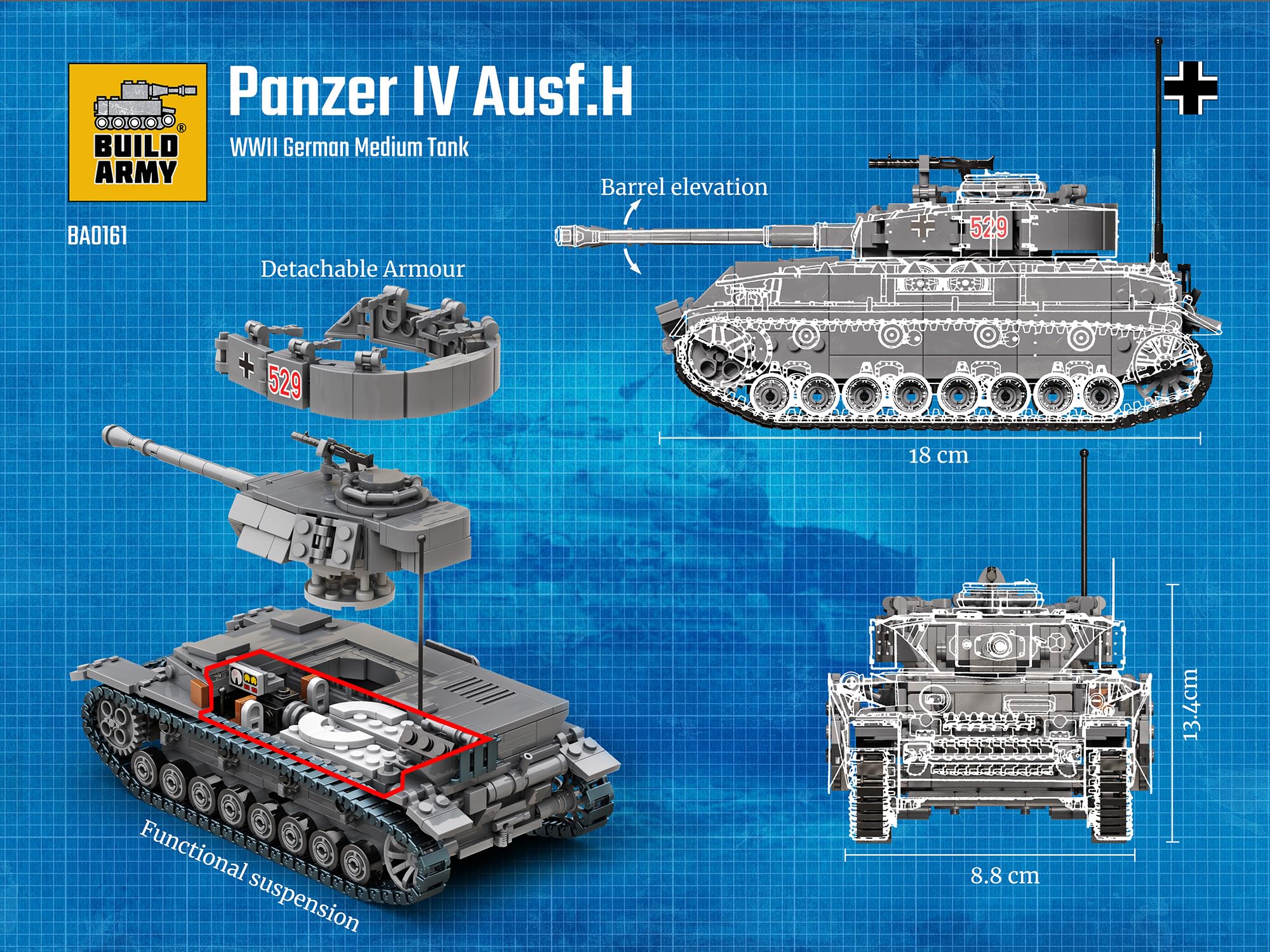 Panzer IV Ausf. H Czołg średni zestaw do budowy klocków