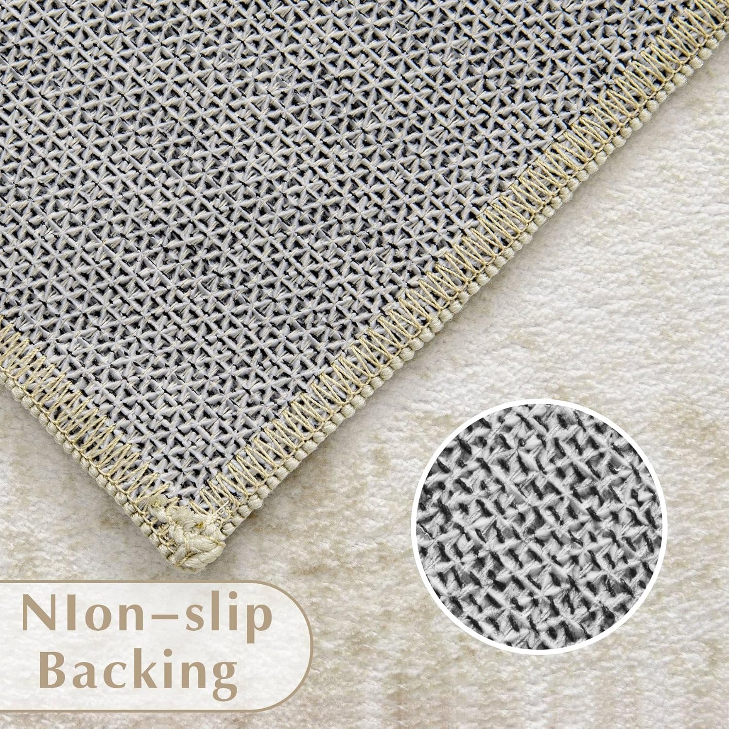 Vintage Living Room Area Rug - 8x10 Large Machine Washable Boho Moroccan Rug Distressed Farmhouse Rugs for Bedroom - Soft Non-Slip Indoor Carpet for Dining Room Office Nursery(Ivory, 8'x10')