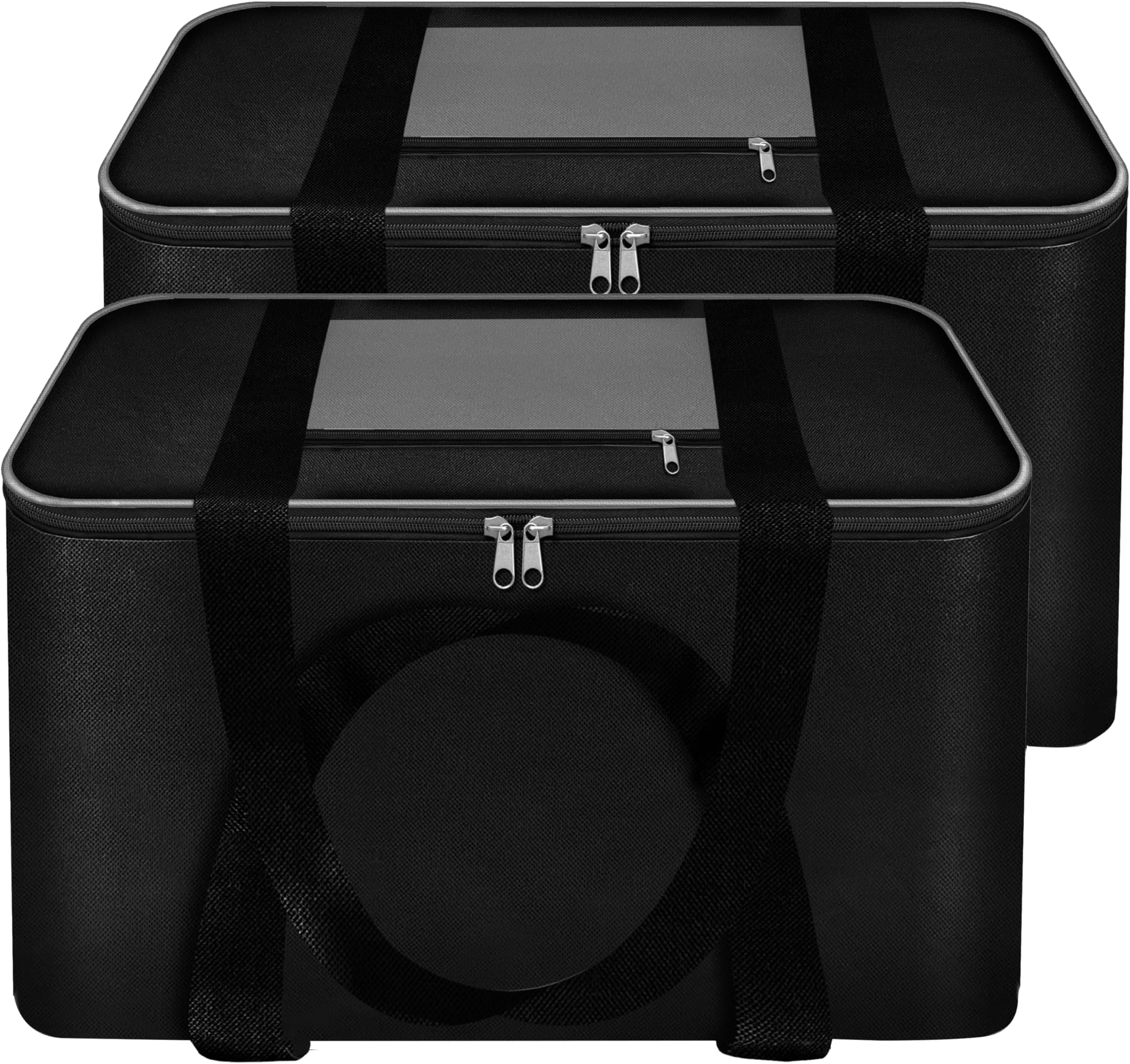 Storite 2 Pack Moisture Proof Nylon Large Size Underbed Storage Bag For Clothes (54 x 46 x 28 cm) - Black, Rectangular