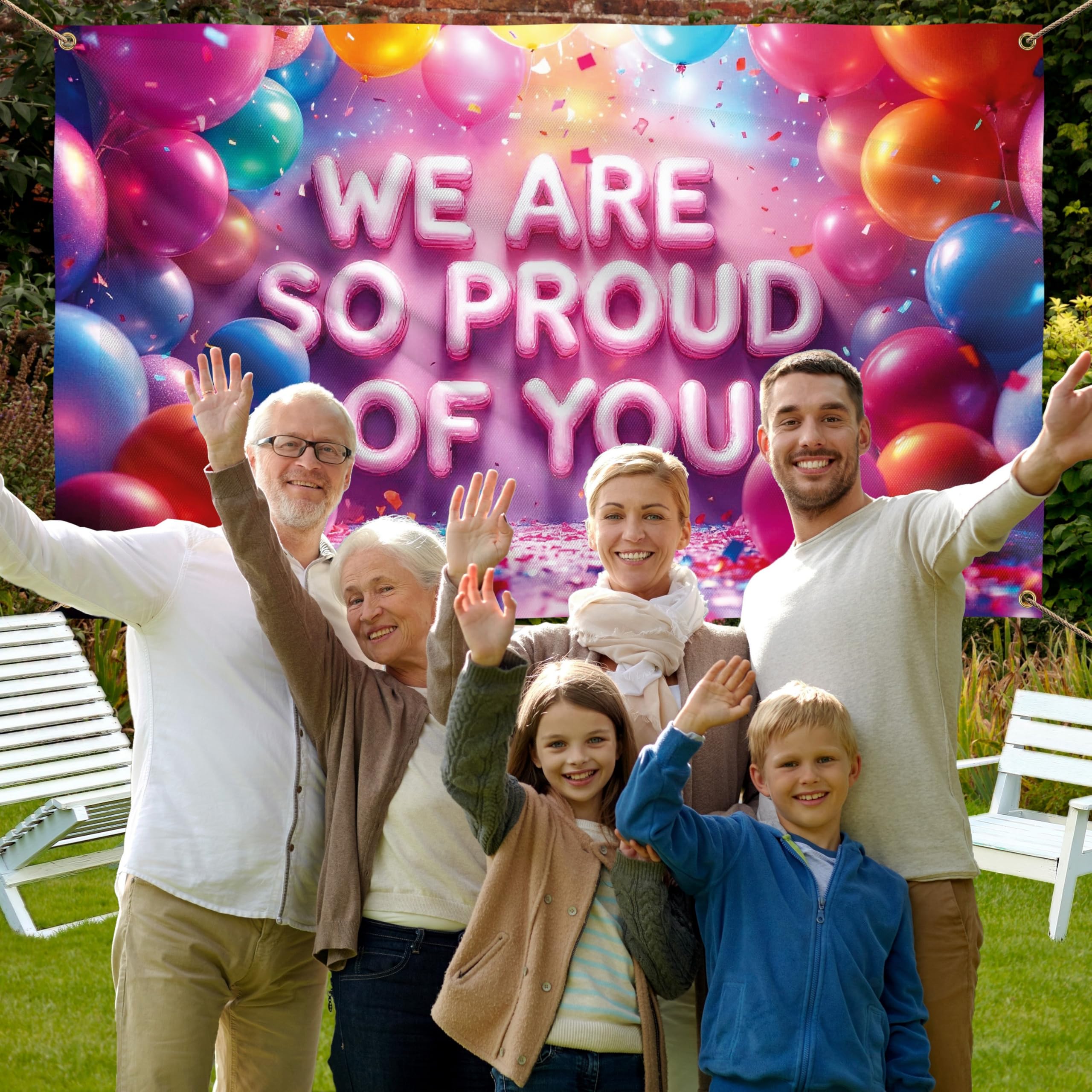 Congratulations Banner - Graduation Banner 5ft x 3ft - We are so Proud of You Decorations - Well Done - You Did It (Multicolor) - Image 4