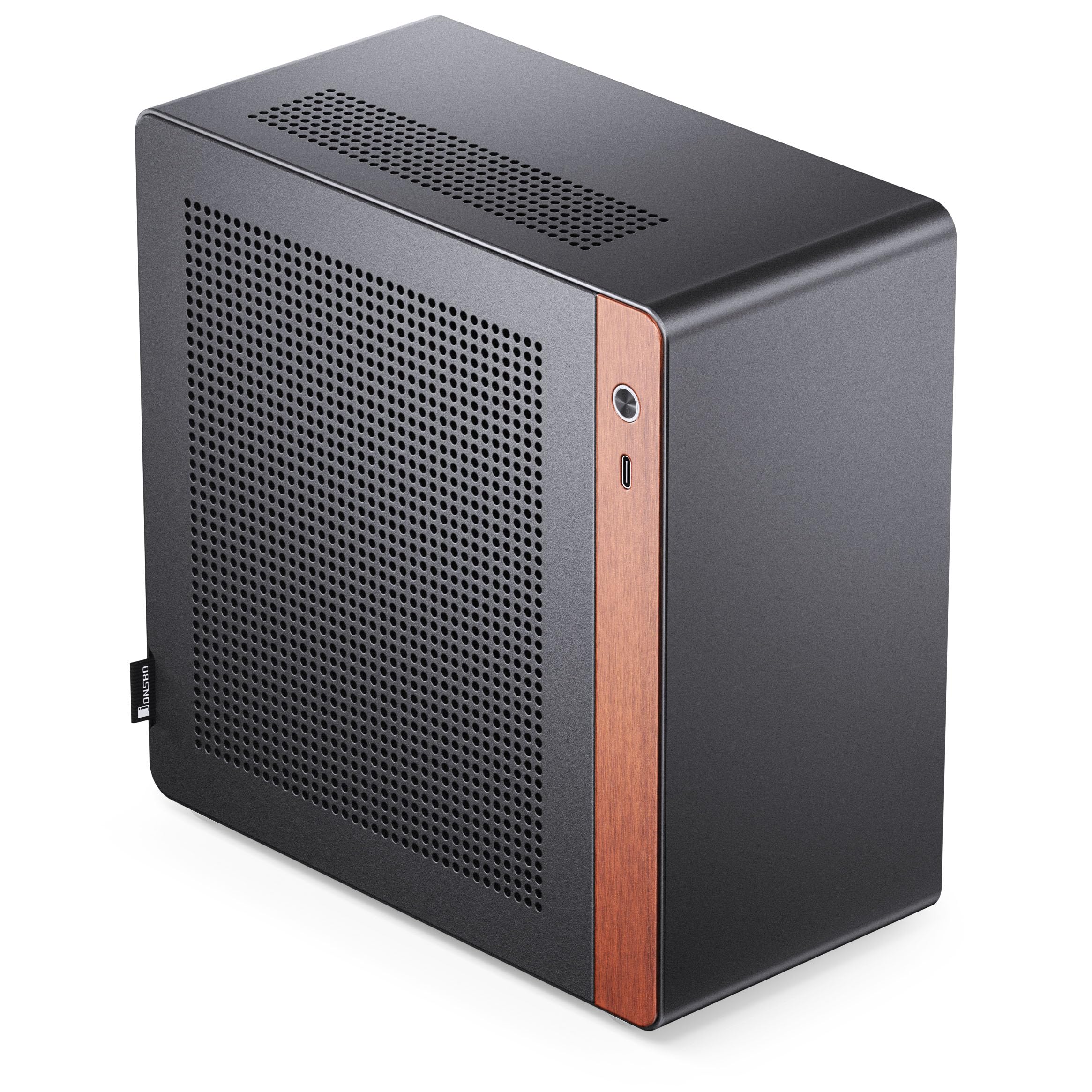 Jonsbo NV10 Case PC Nero | Case Mini-ITX in Alluminio e Acciaio, Compatto, Supporto GPU Low-Profile, USB-C Frontale I/O